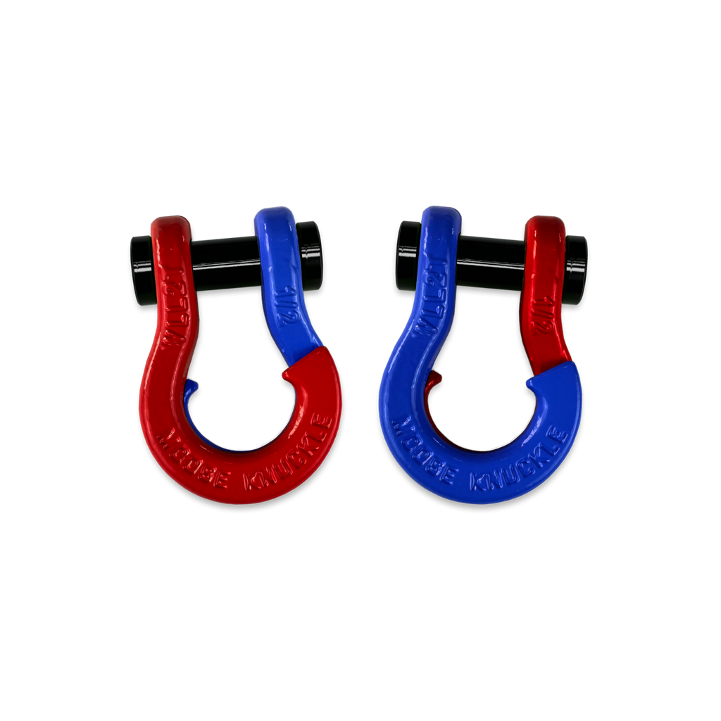 Jowl SxS Recovery Split Shackle 1/2 Flame Red and Blue Balls Combo Moose Knuckle Offroad