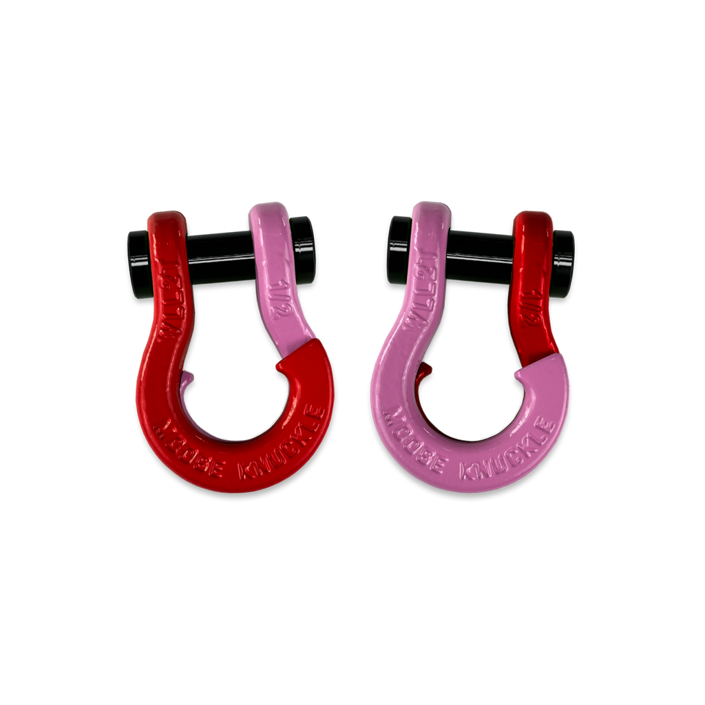 Jowl SxS Recovery Split Shackle 1/2 Flame Red and Pretty Pink Combo Moose Knuckle Offroad