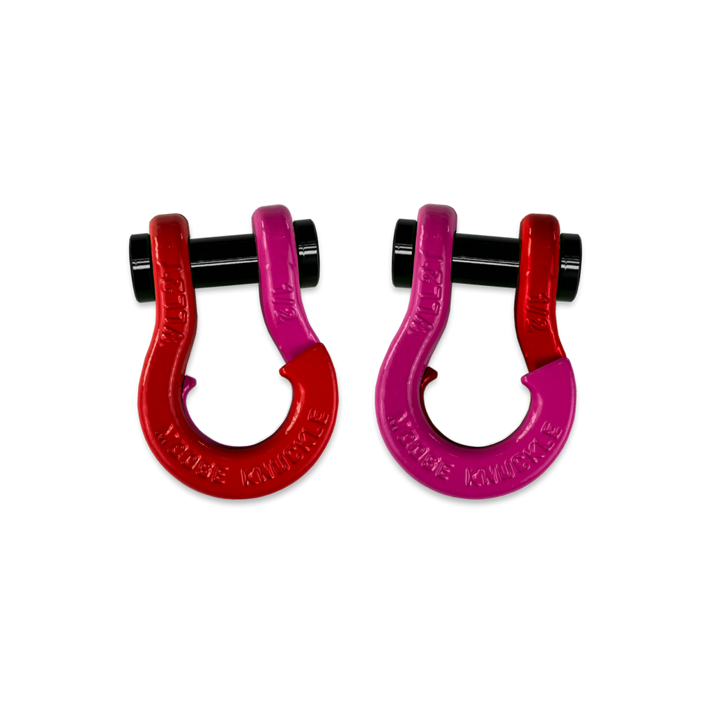 Jowl SxS Recovery Split Shackle 1/2 Flame Red and Pogo Pink Combo Moose Knuckle Offroad