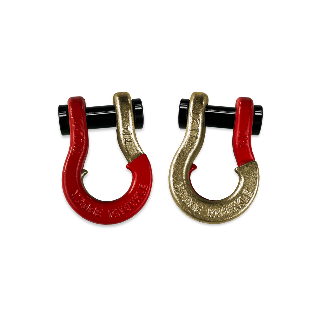 Jowl SxS Recovery Split Shackle 1/2 Flame Red and Brass Knuckle Combo Moose Knuckle Offroad
