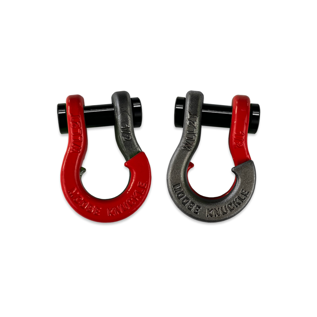 Jowl SxS Recovery Split Shackle 1/2 Flame Red and Raw Dog Combo Moose Knuckle Offroad