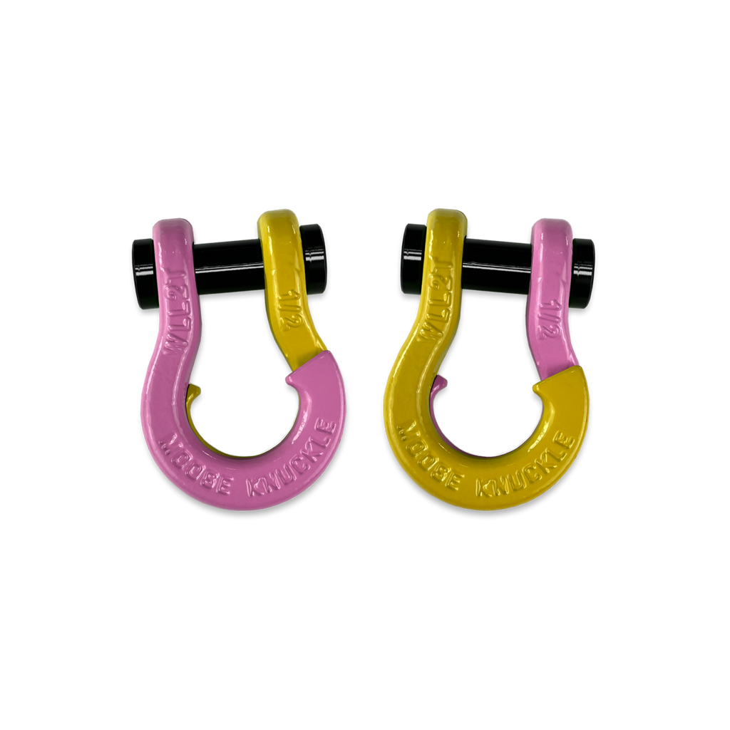 Jowl SxS Recovery Split Shackle 1/2 Pretty Pink and Detonator Yellow Combo Moose Knuckle Offroad