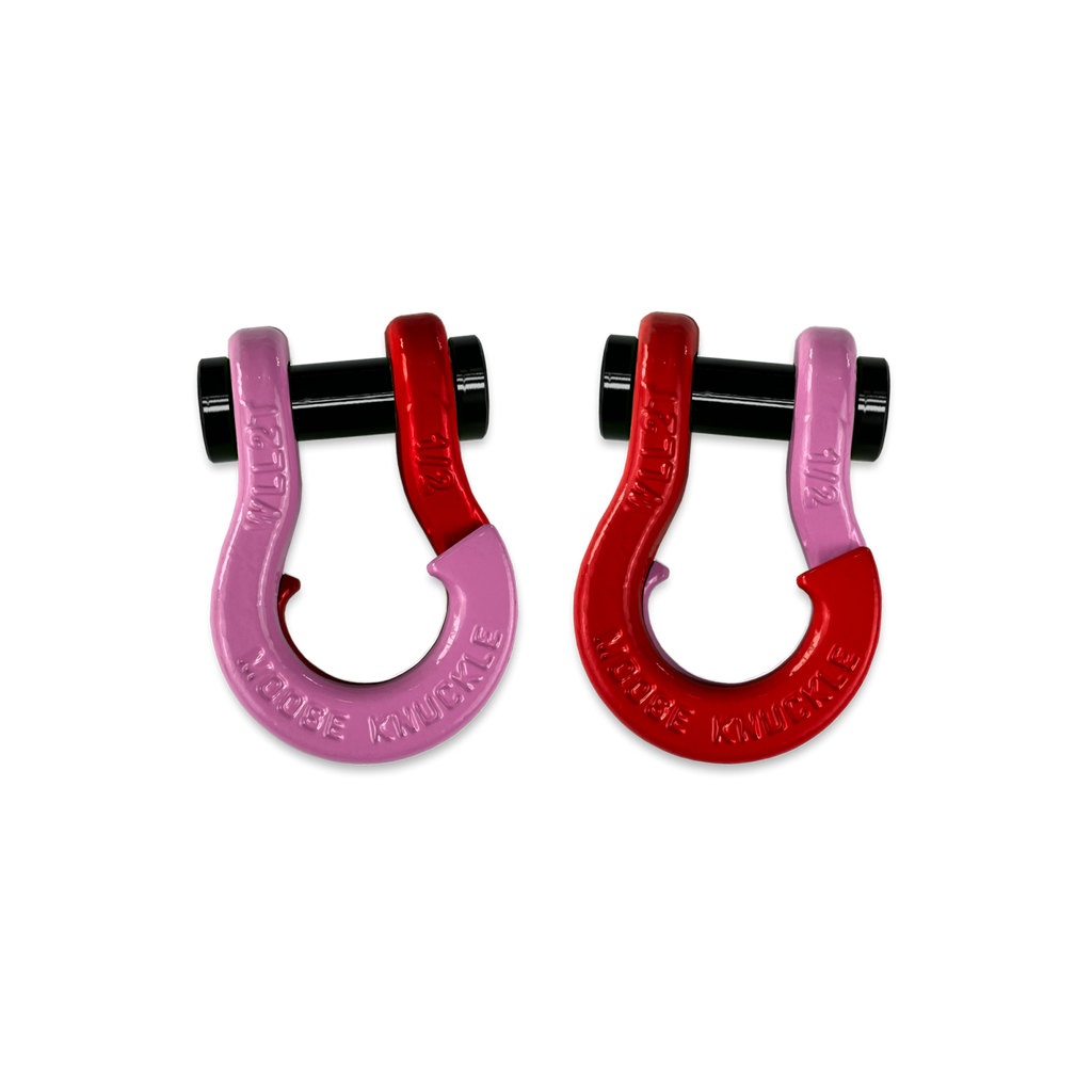 Jowl SxS Recovery Split Shackle 1/2 Pretty Pink and Flame Red Combo Moose Knuckle Offroad