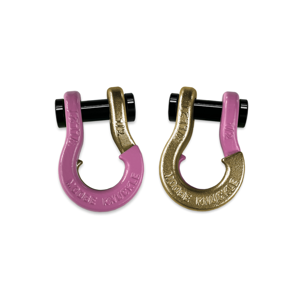 Jowl SxS Recovery Split Shackle 1/2 Pretty Pink and Brass Knuckle Combo Moose Knuckle Offroad