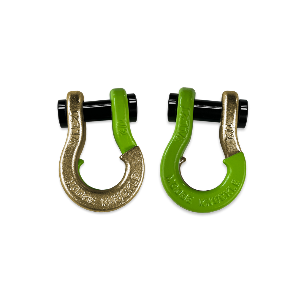 Jowl SxS Recovery Split Shackle 1/2 Brass Knuckle and Sublime Green Combo Moose Knuckle Offroad