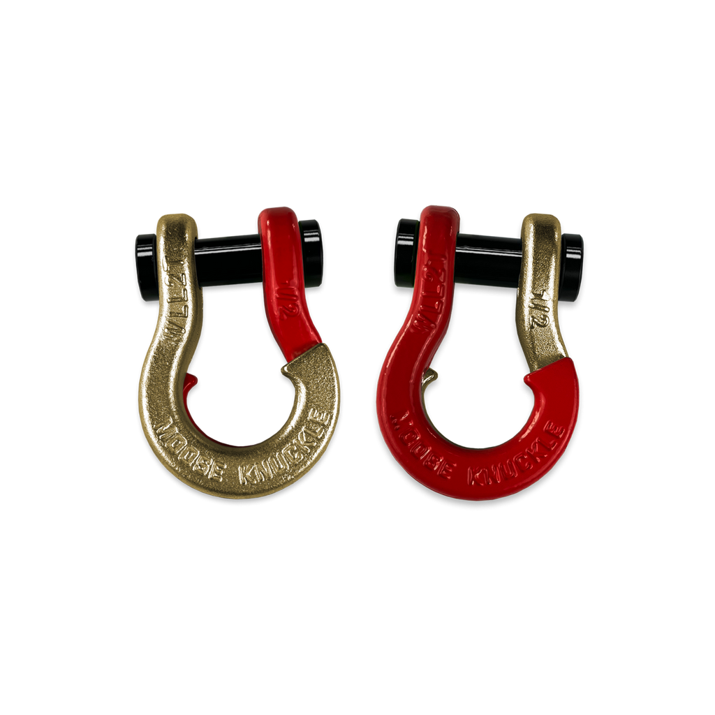 Jowl SxS Recovery Split Shackle 1/2 Brass Knuckle and Flame Red Combo Moose Knuckle Offroad