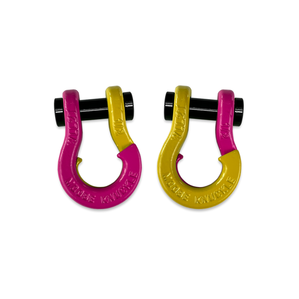 Jowl SxS Recovery Split Shackle 1/2 Pogo Pink and Detonator Yellow Combo Moose Knuckle Offroad