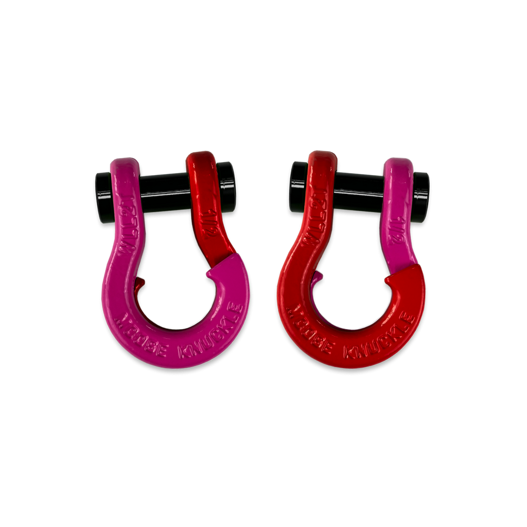 Jowl SxS Recovery Split Shackle 1/2 Pogo Pink and Flame Red Combo Moose Knuckle Offroad