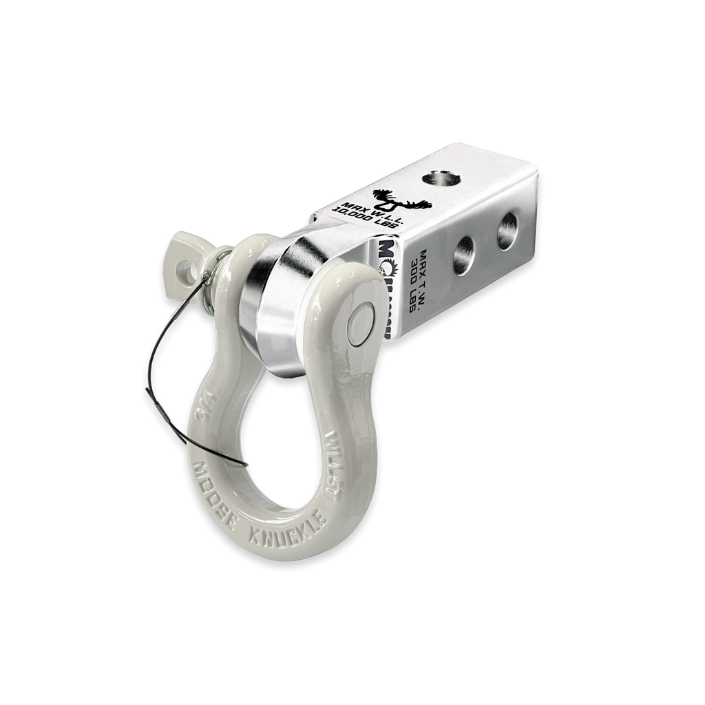 B'oh 3/4 Spin Pin Shackle and Mohawk 2.0 Receiver Combo Atomic Silver / Pure White Moose Knuckle Offroad