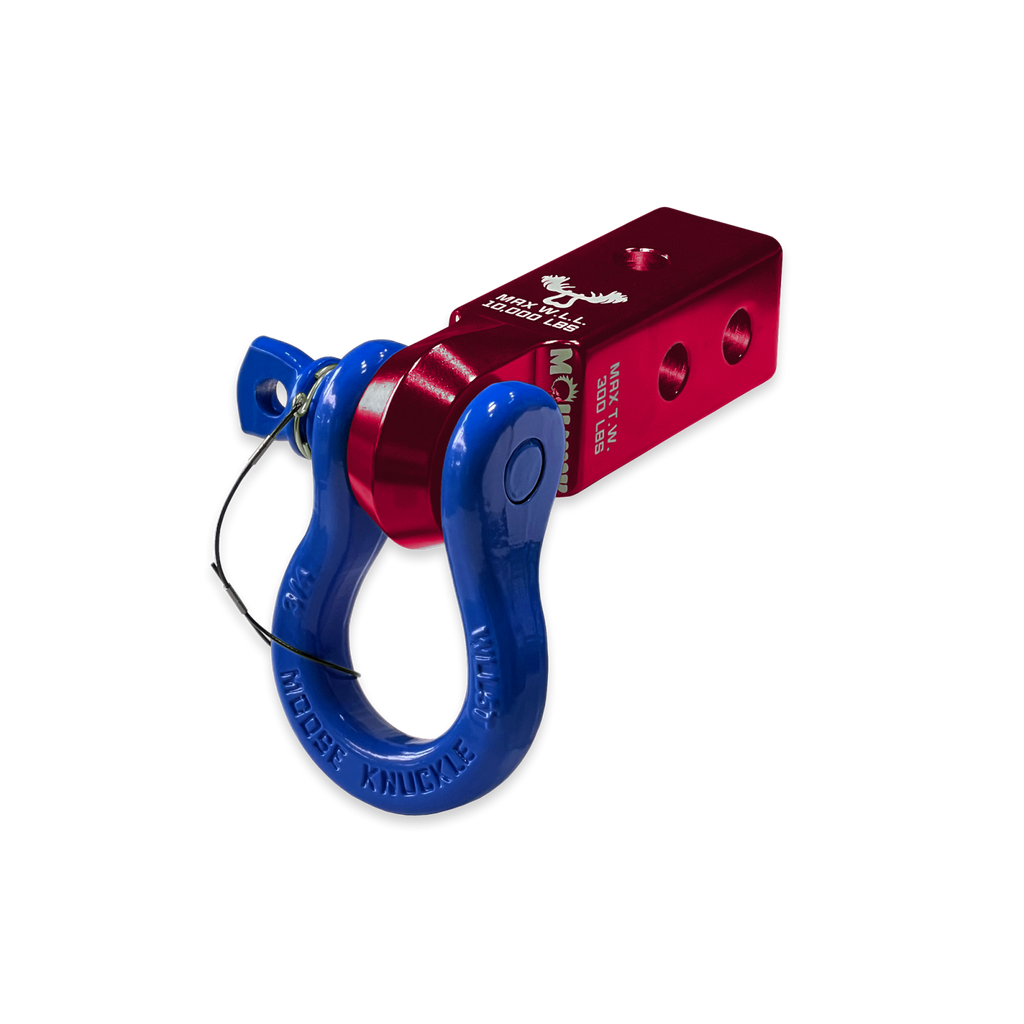 B'oh 3/4 Spin Pin Shackle and Mohawk 2.0 Receiver Combo Red Rum / Blue Balls Moose Knuckle Offroad