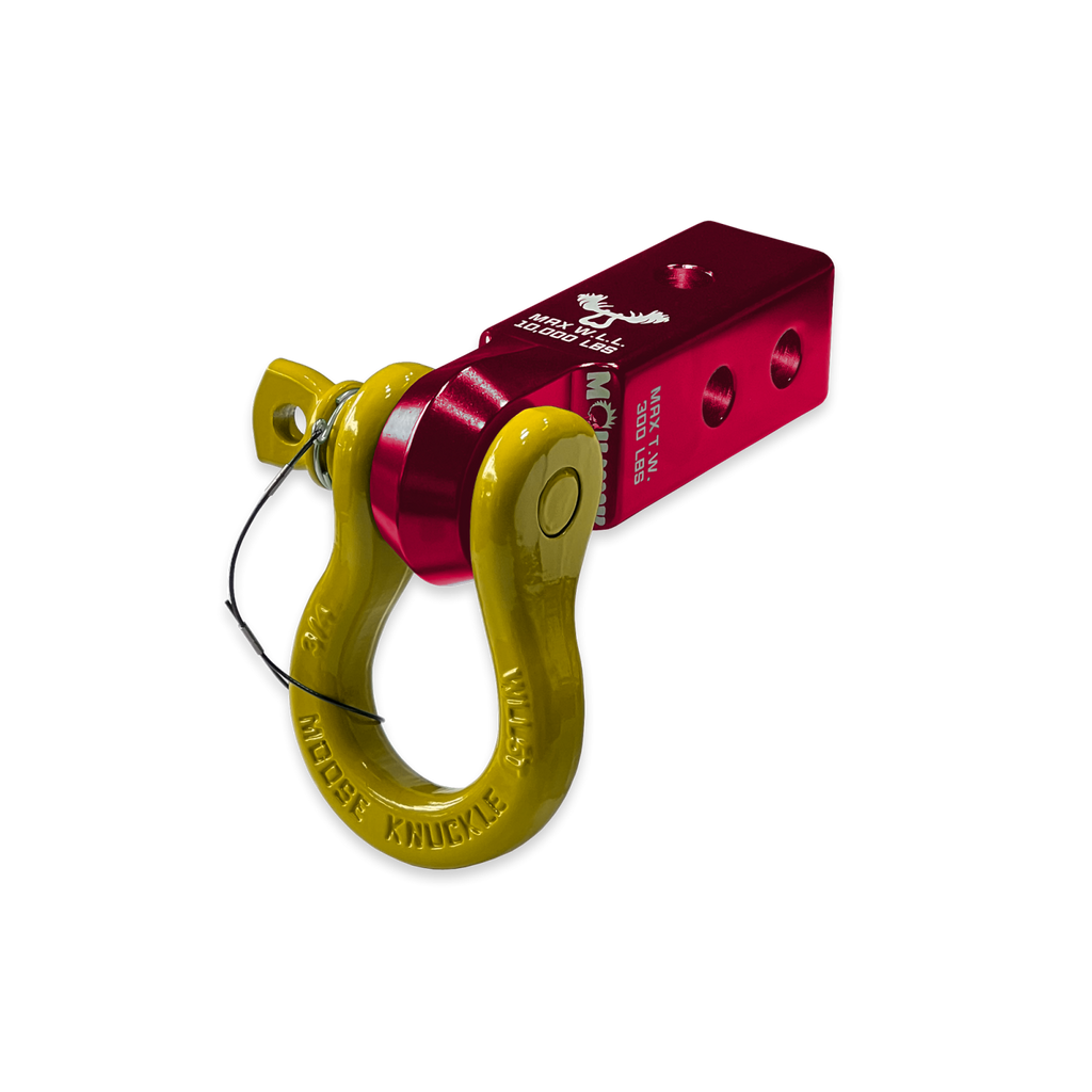 B'oh 3/4 Spin Pin Shackle and Mohawk 2.0 Receiver Combo Red Rum / Detonator Yellow Moose Knuckle Offroad