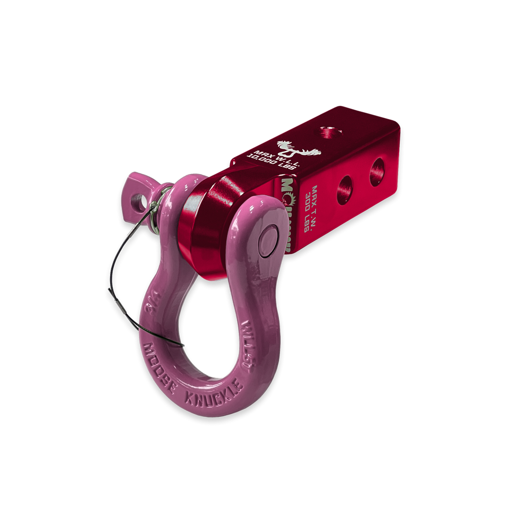 B'oh 3/4 Spin Pin Shackle and Mohawk 2.0 Receiver Combo Red Rum / Pretty Pink Moose Knuckle Offroad