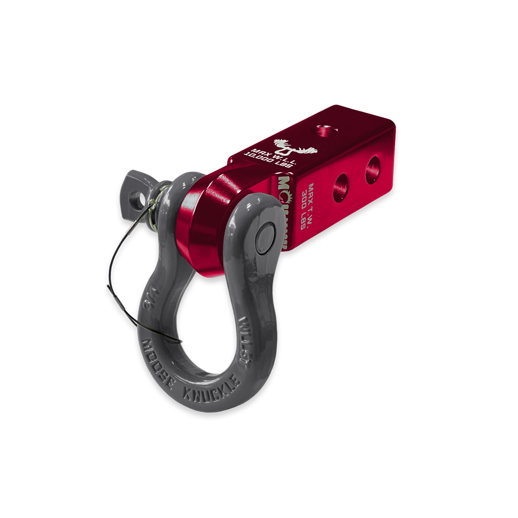 B'oh 3/4 Spin Pin Shackle and Mohawk 2.0 Receiver Combo Red Rum / Gun Gray Moose Knuckle Offroad