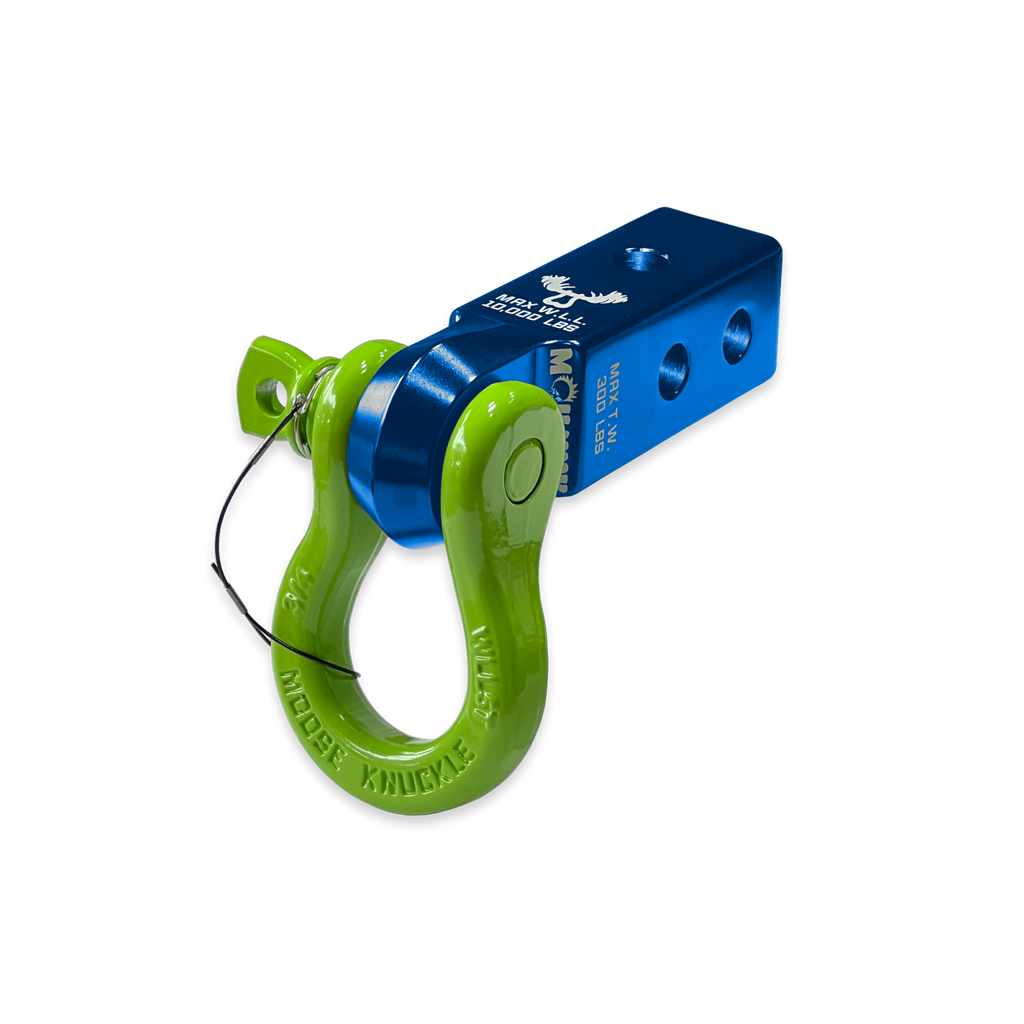 B'oh 3/4 Spin Pin Shackle and Mohawk 2.0 Receiver Combo Blue Pill / Sublime Green Moose Knuckle Offroad