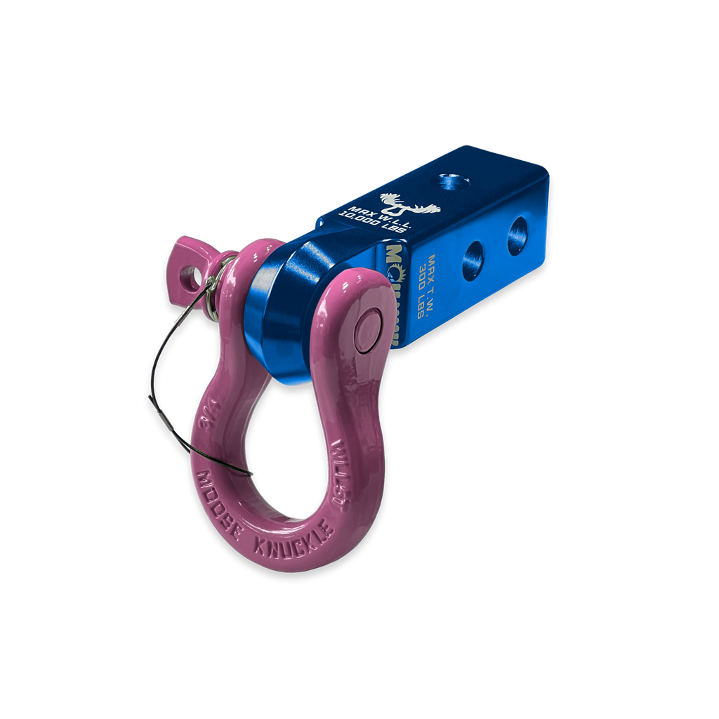B'oh 3/4 Spin Pin Shackle and Mohawk 2.0 Receiver Combo Blue Pill / Pretty Pink Moose Knuckle Offroad