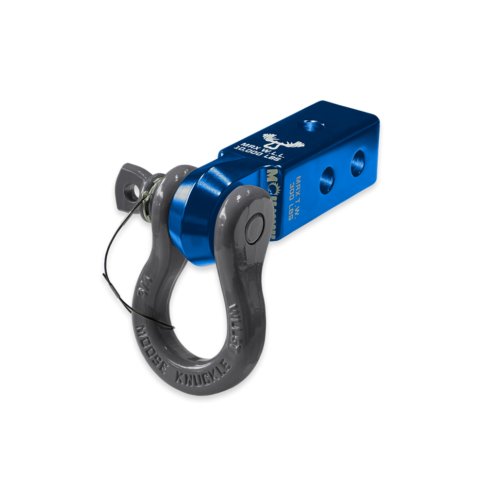 B'oh 3/4 Spin Pin Shackle and Mohawk 2.0 Receiver Combo Blue Pill / Gun Gray Moose Knuckle Offroad