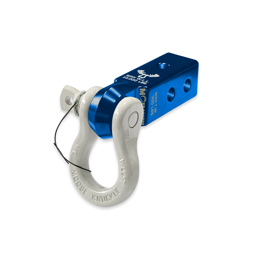 B'oh 3/4 Spin Pin Shackle and Mohawk 2.0 Receiver Combo Blue Pill / Pure White Moose Knuckle Offroad