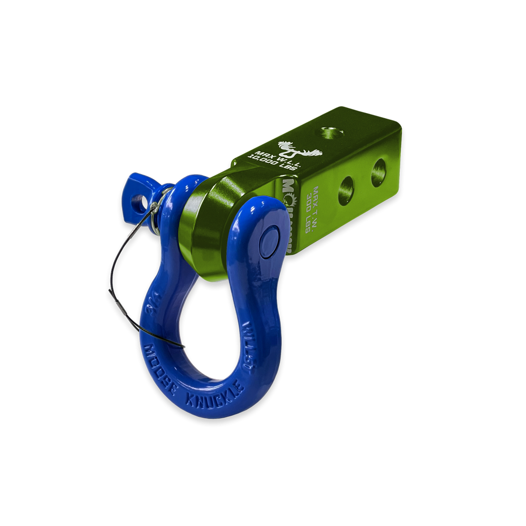 B'oh 3/4 Spin Pin Shackle and Mohawk 2.0 Receiver Combo Bean Green / Blue Balls Moose Knuckle Offroad