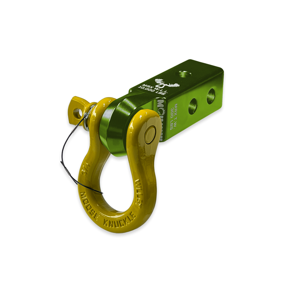 B'oh 3/4 Spin Pin Shackle and Mohawk 2.0 Receiver Combo Bean Green / Detonator Yellow Moose Knuckle Offroad