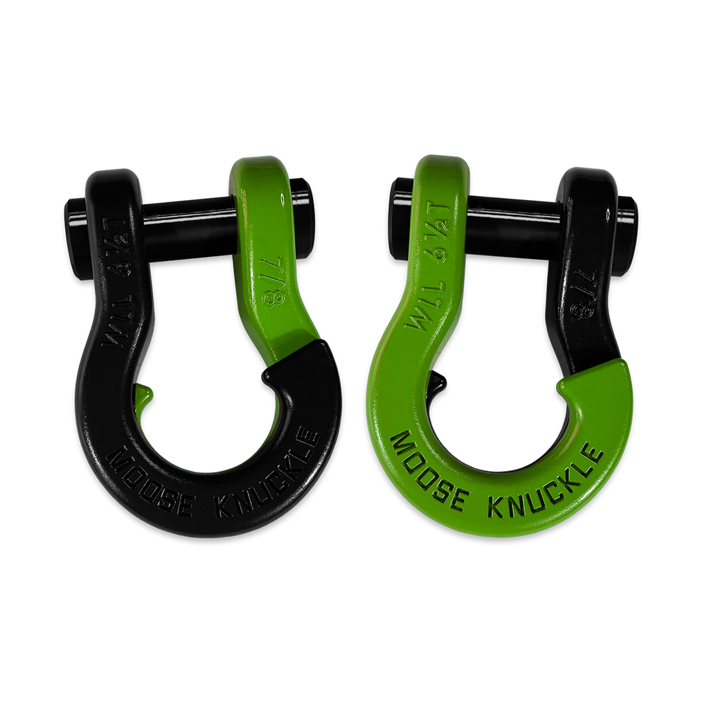 Jowl Recovery Split Shackle 7/8 Black Hole and Sublime Green Combo Moose Knuckle Offroad