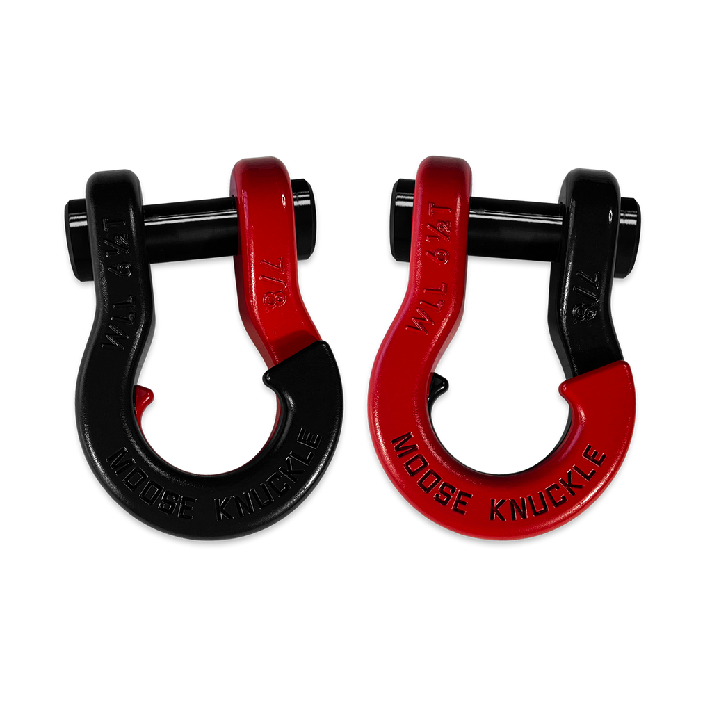 Jowl Recovery Split Shackle 7/8 Black Hole and Flame Red Combo Moose Knuckle Offroad