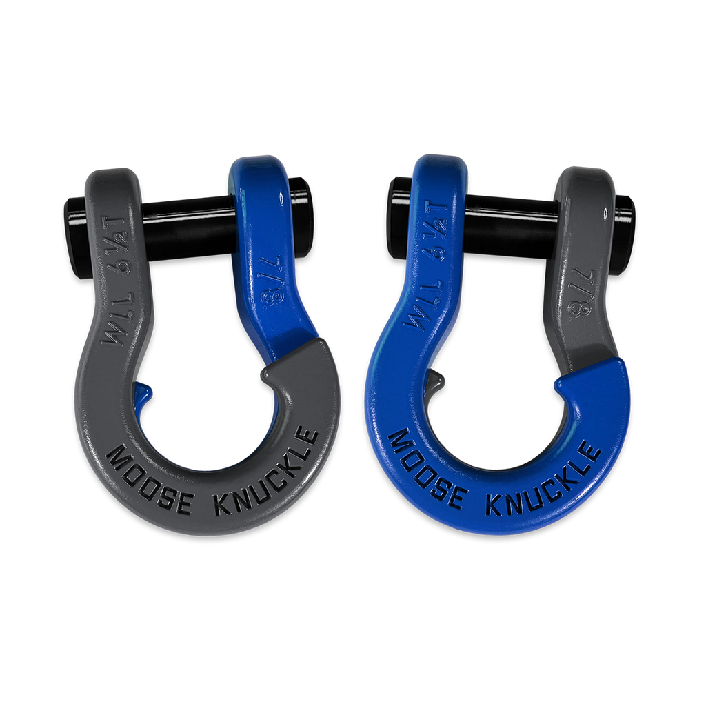 Jowl Recovery Split Shackle 7/8 Gun Gray and Blue Balls Combo Moose Knuckle Offroad