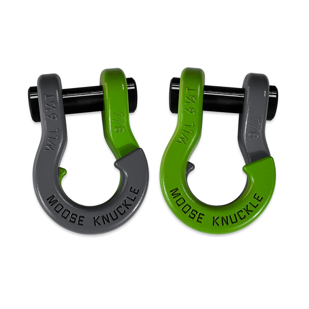 Jowl Recovery Split Shackle 7/8 Gun Gray and Sublime Green Combo Moose Knuckle Offroad