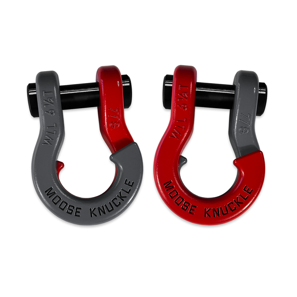 Jowl Recovery Split Shackle 7/8 Gun Gray and Flame Red Combo Moose Knuckle Offroad