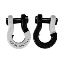 Load image into Gallery viewer, Jowl Recovery Split Shackle 7/8 Pure White and Black Hole Combo Moose Knuckle Offroad