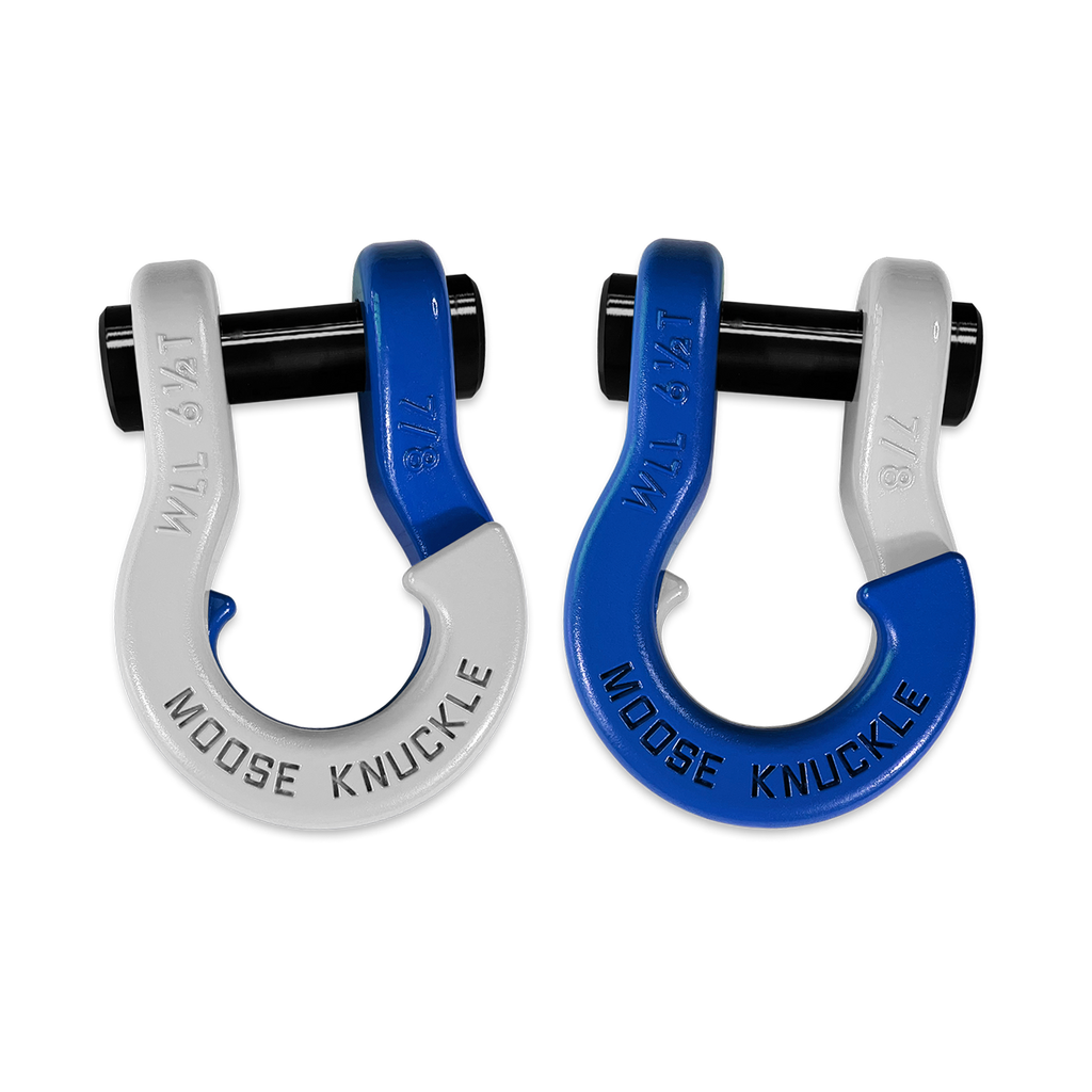 Jowl Recovery Split Shackle 7/8 Pure White and Blue Balls Combo Moose Knuckle Offroad