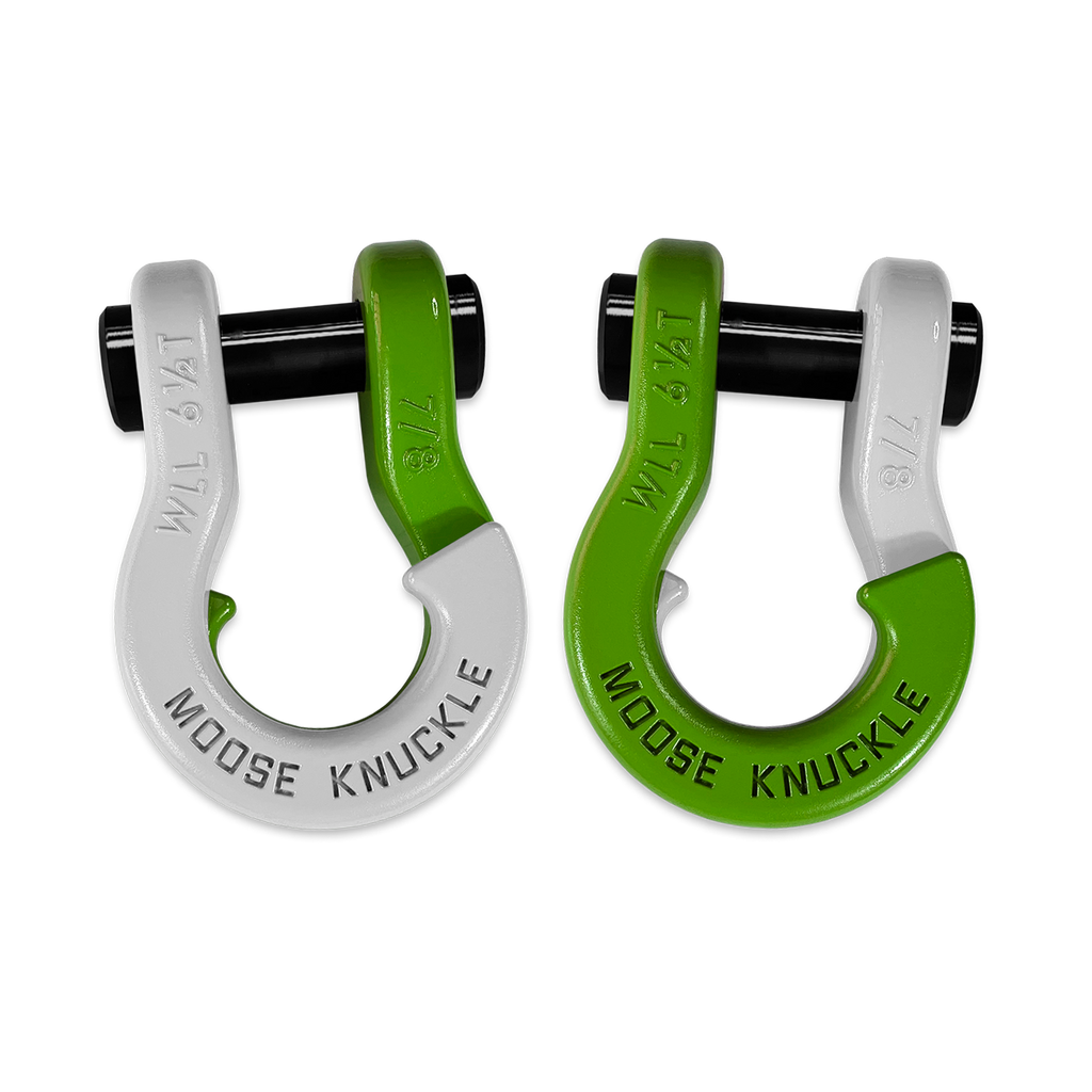 Jowl Recovery Split Shackle 7/8 Pure White and Sublime Green Combo Moose Knuckle Offroad