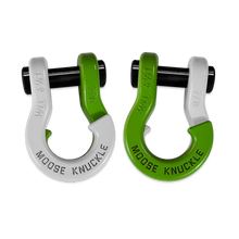 Load image into Gallery viewer, Jowl Recovery Split Shackle 7/8 Pure White and Sublime Green Combo Moose Knuckle Offroad