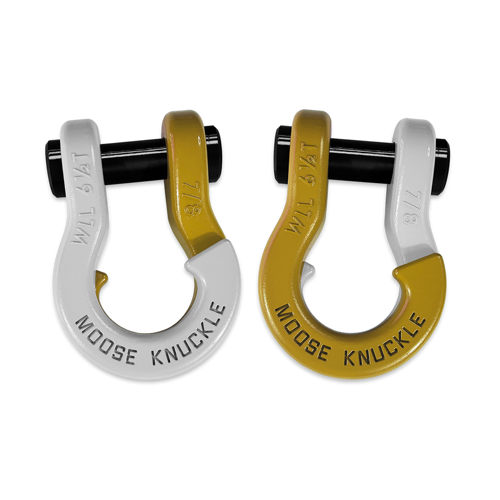 Jowl Recovery Split Shackle 7/8 Pure White and Detonator Yellow Combo Moose Knuckle Offroad