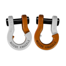 Load image into Gallery viewer, Jowl Recovery Split Shackle 7/8 Pure White and Obscene Orange Combo Moose Knuckle Offroad