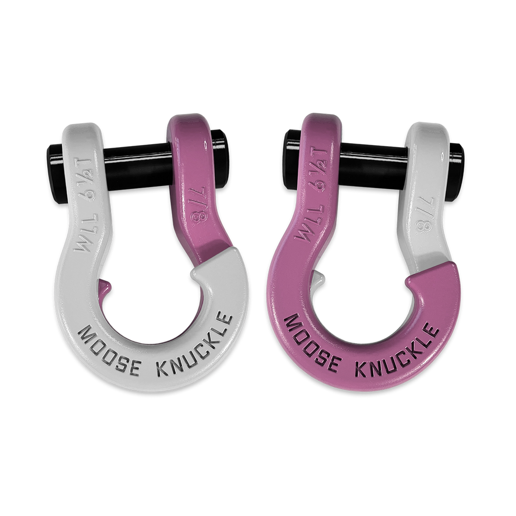 Jowl Recovery Split Shackle 7/8 Pure White and Pretty Pink Combo Moose Knuckle Offroad