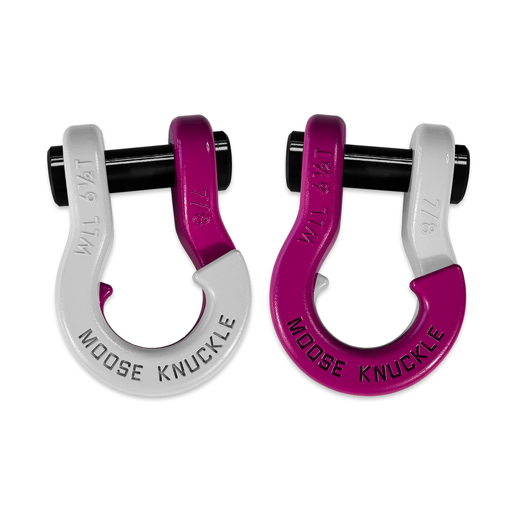 Jowl Recovery Split Shackle 7/8 Pure White and Pogo Pink Combo Moose Knuckle Offroad
