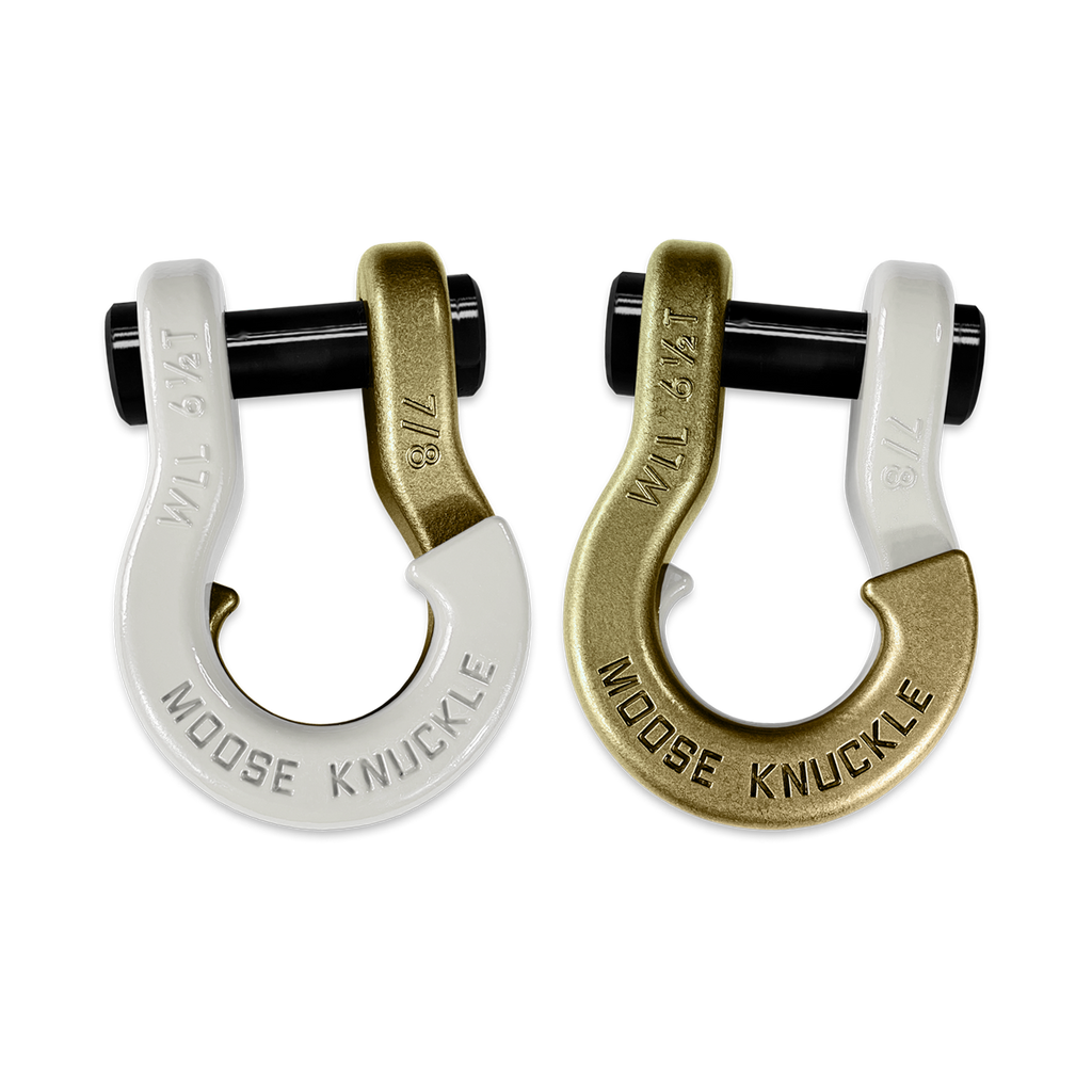 Jowl Recovery Split Shackle 7/8 Pure White and Brass Knuckle Combo Moose Knuckle Offroad