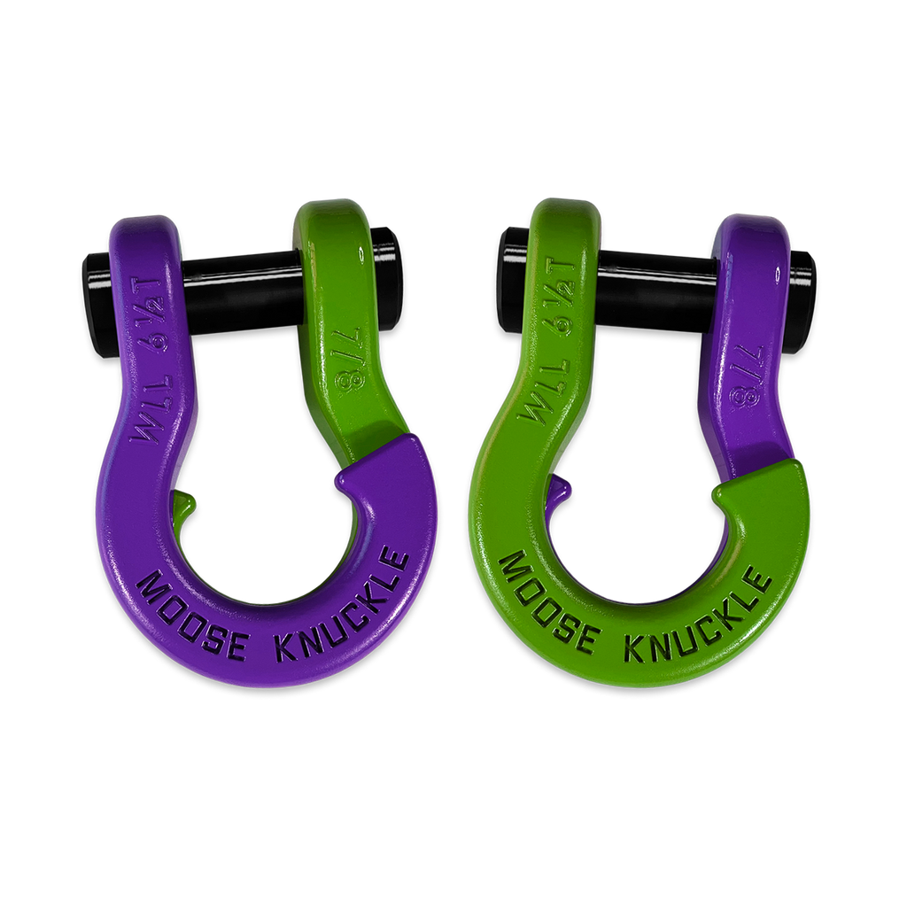 Jowl Recovery Split Shackle 7/8 Grape Escape and Sublime Green Combo Moose Knuckle Offroad
