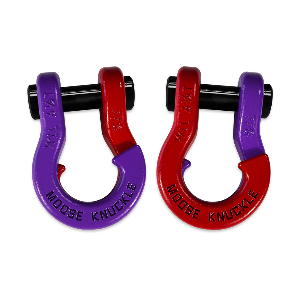 Jowl Recovery Split Shackle 7/8 Grape Escape and Flame Red Combo Moose Knuckle Offroad