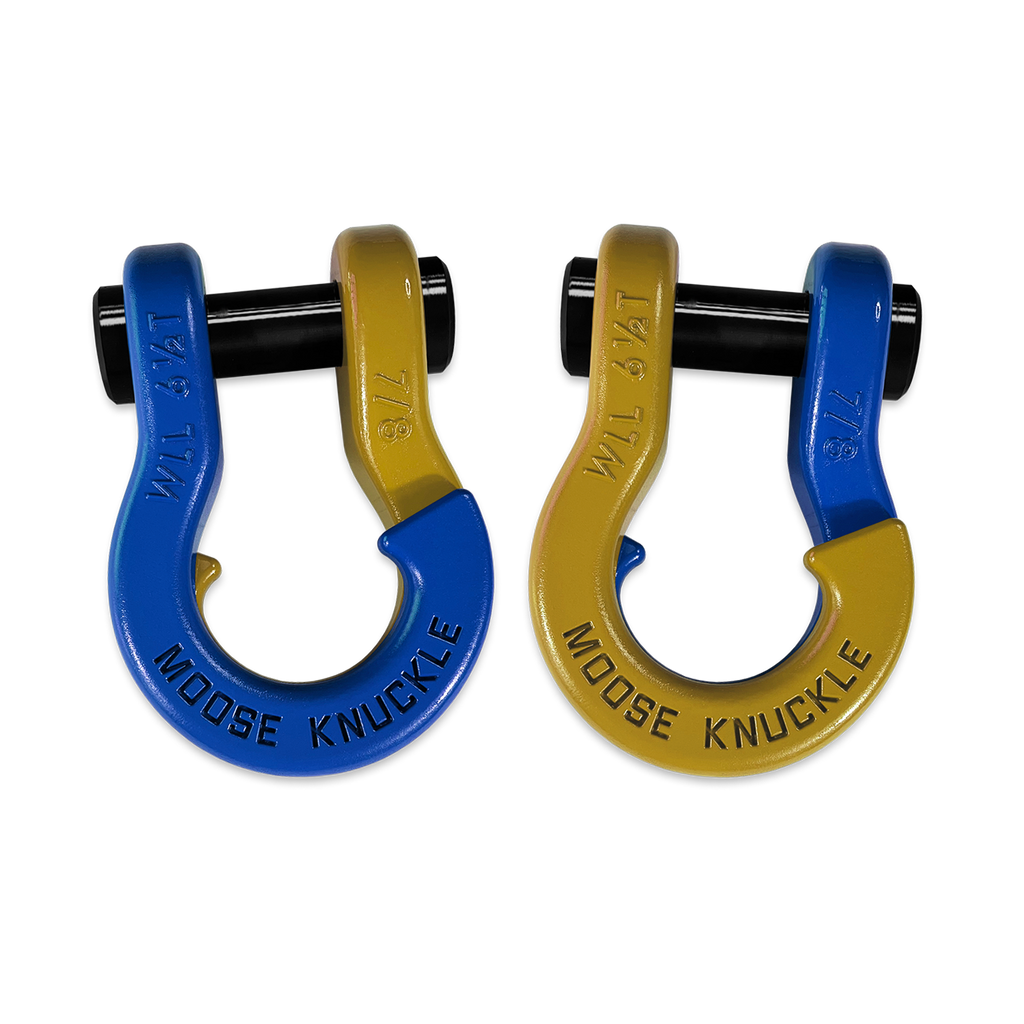 Jowl Recovery Split Shackle 7/8 Blue Balls and Detonator Yellow Combo Moose Knuckle Offroad