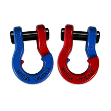 Load image into Gallery viewer, Jowl Recovery Split Shackle 7/8 Blue Balls and Flame Red Combo Moose Knuckle Offroad