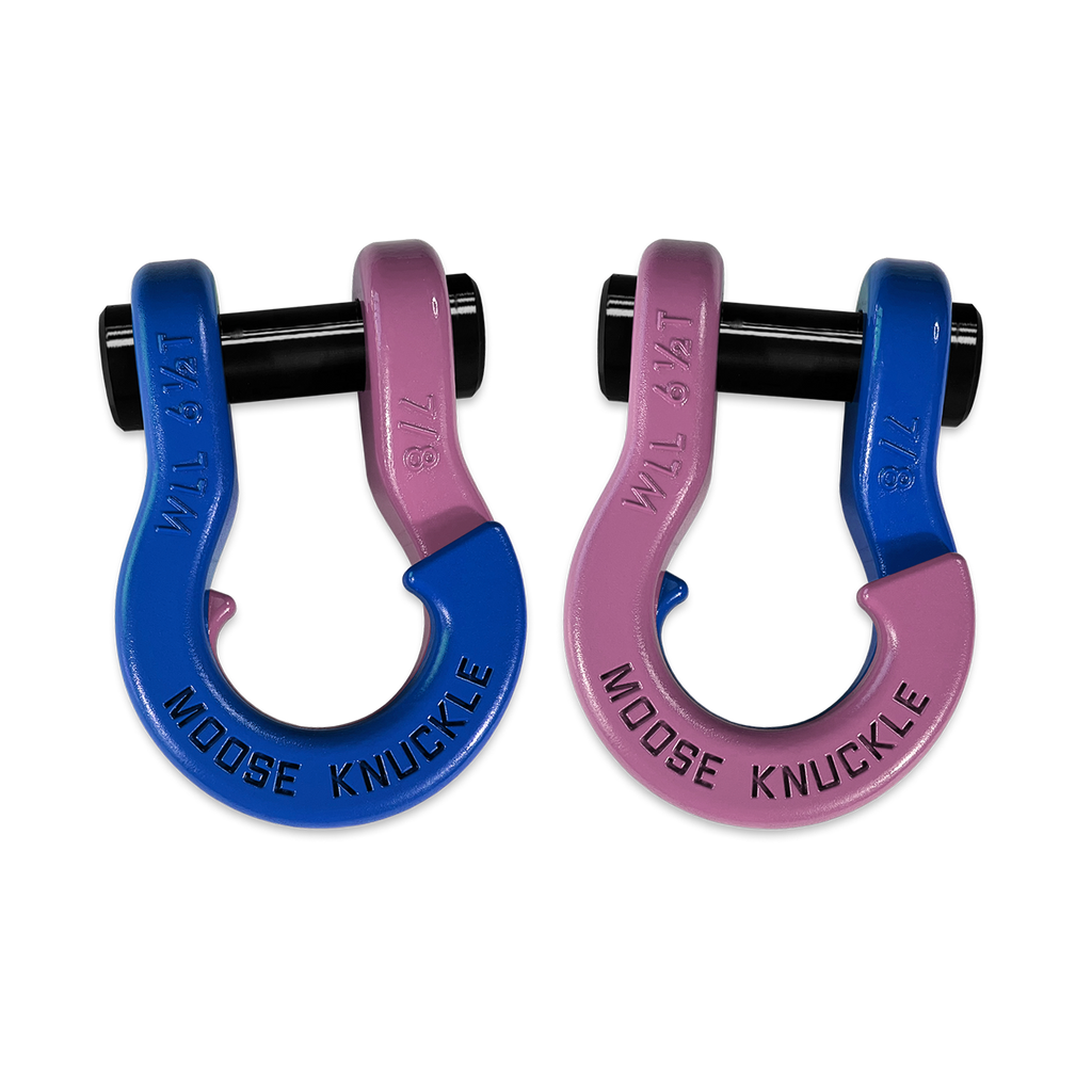 Jowl Recovery Split Shackle 7/8 Blue Balls and Pretty Pink Combo Moose Knuckle Offroad