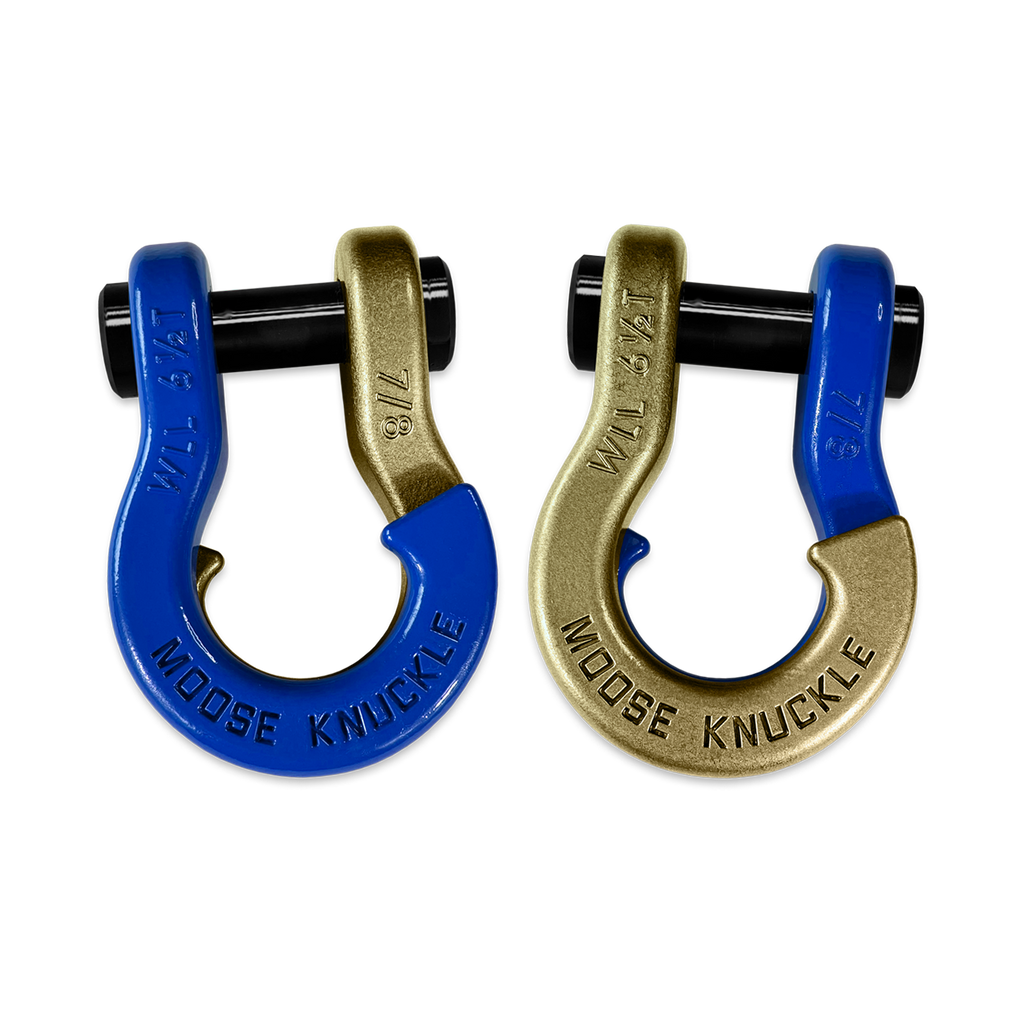 Jowl Recovery Split Shackle 7/8 Blue Balls and Brass Knuckle Combo Moose Knuckle Offroad