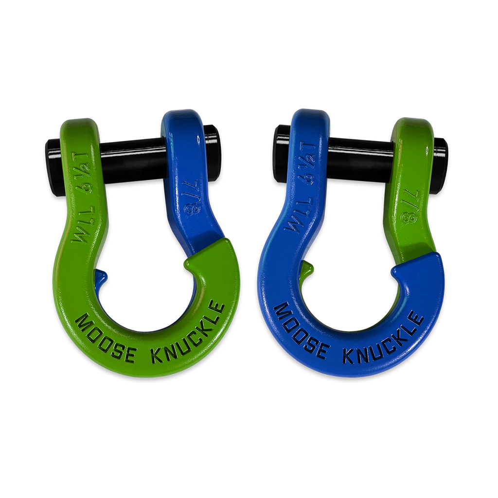 Jowl Recovery Split Shackle 7/8 Sublime Green and Blue Balls Combo Moose Knuckle Offroad