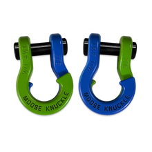Load image into Gallery viewer, Jowl Recovery Split Shackle 7/8 Sublime Green and Blue Balls Combo Moose Knuckle Offroad