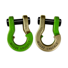 Load image into Gallery viewer, Jowl Recovery Split Shackle 7/8 Sublime Green and Brass Knuckle Combo Moose Knuckle Offroad