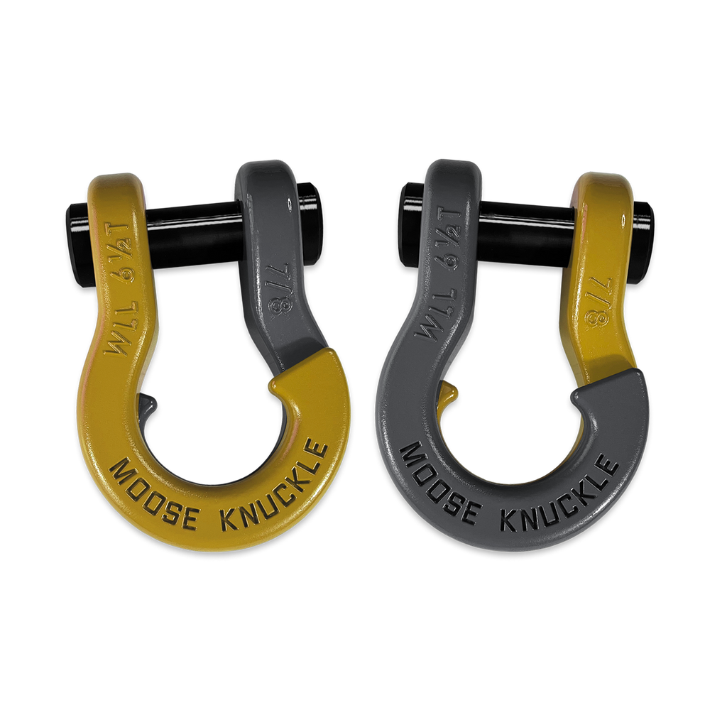 Jowl Recovery Split Shackle 7/8 Detonator Yellow and Gun Gray Combo Moose Knuckle Offroad