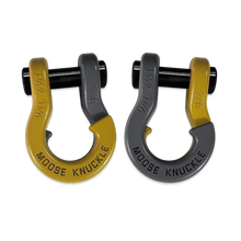 Load image into Gallery viewer, Jowl Recovery Split Shackle 7/8 Detonator Yellow and Gun Gray Combo Moose Knuckle Offroad