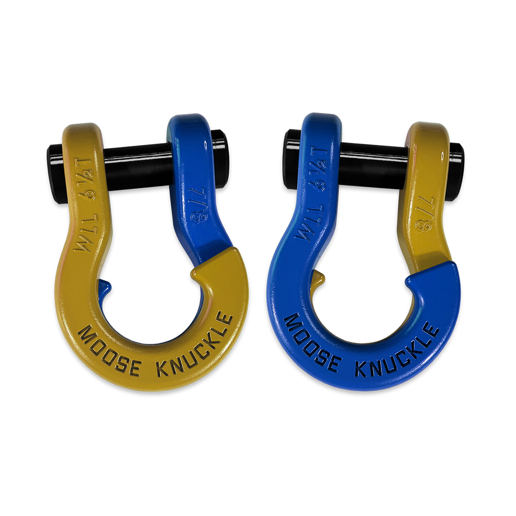 Jowl Recovery Split Shackle 7/8 Detonator Yellow and Blue Balls Combo Moose Knuckle Offroad