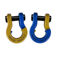 Load image into Gallery viewer, Jowl Recovery Split Shackle 7/8 Detonator Yellow and Blue Balls Combo Moose Knuckle Offroad